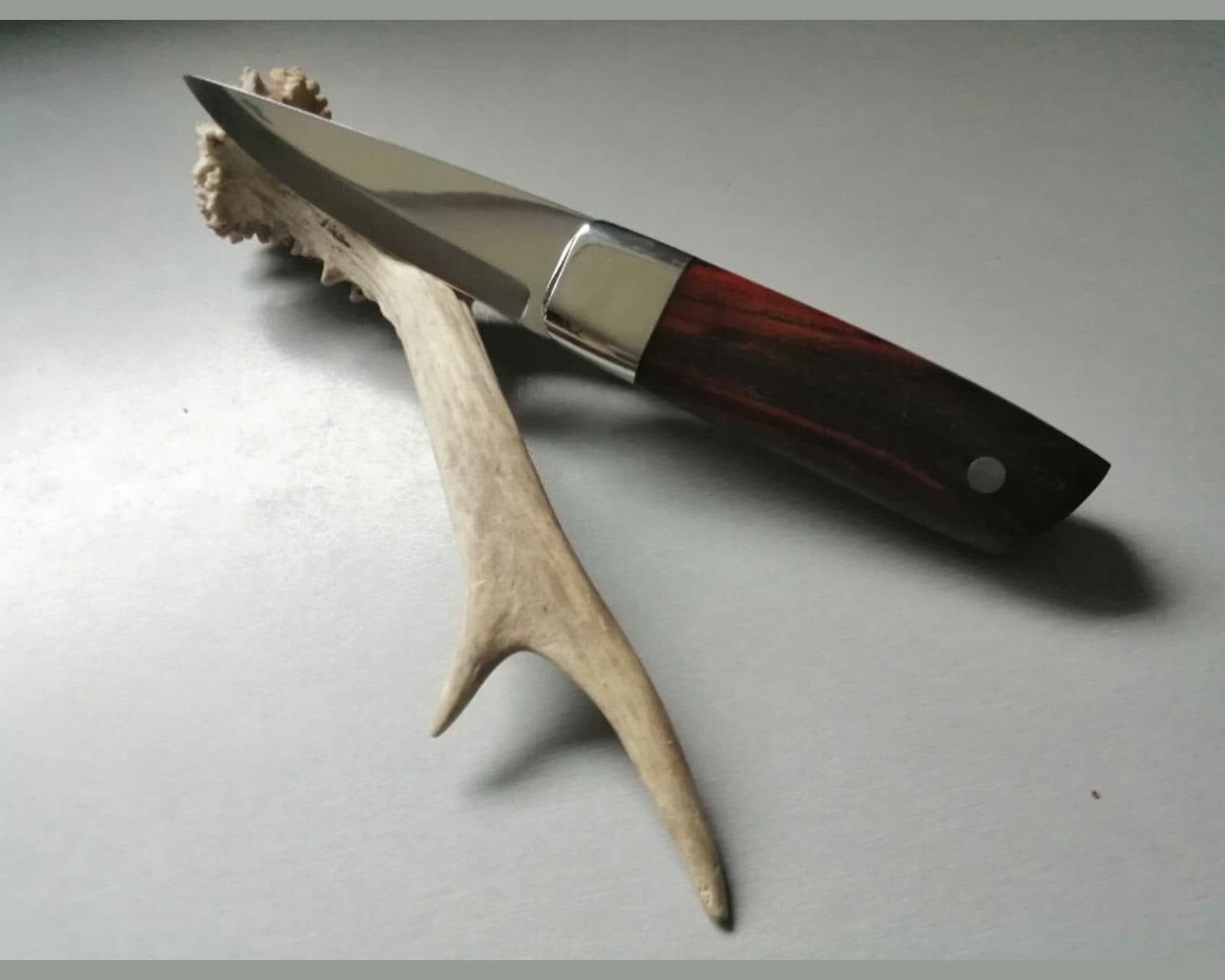 Couteau outdoor, acier 80CRV2, Mitre inox et manche en cocobolo